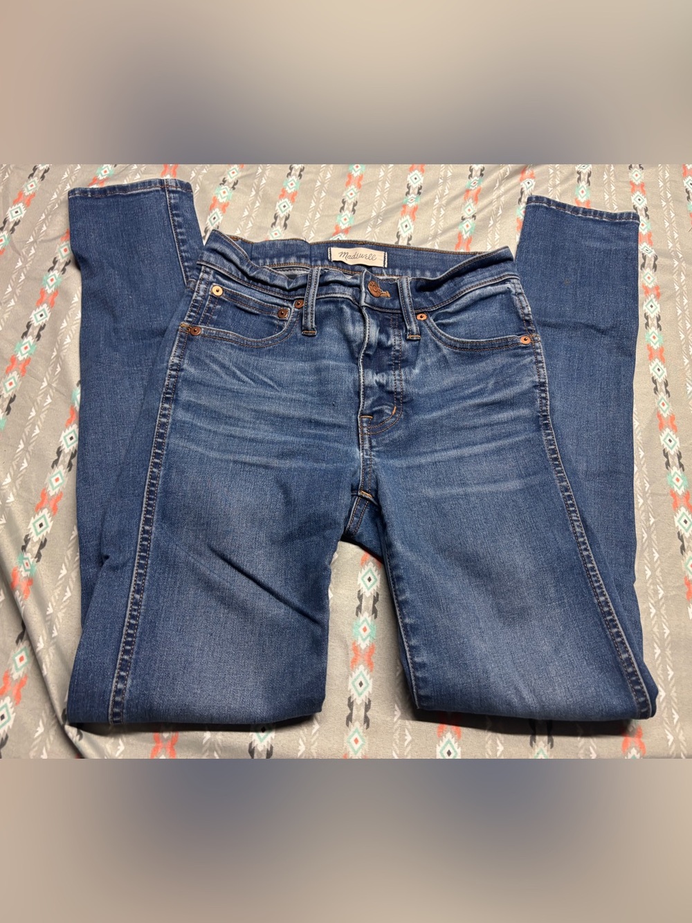 βοΈMadewell High-Rise Skinny Jeans in Dark Blue Wash